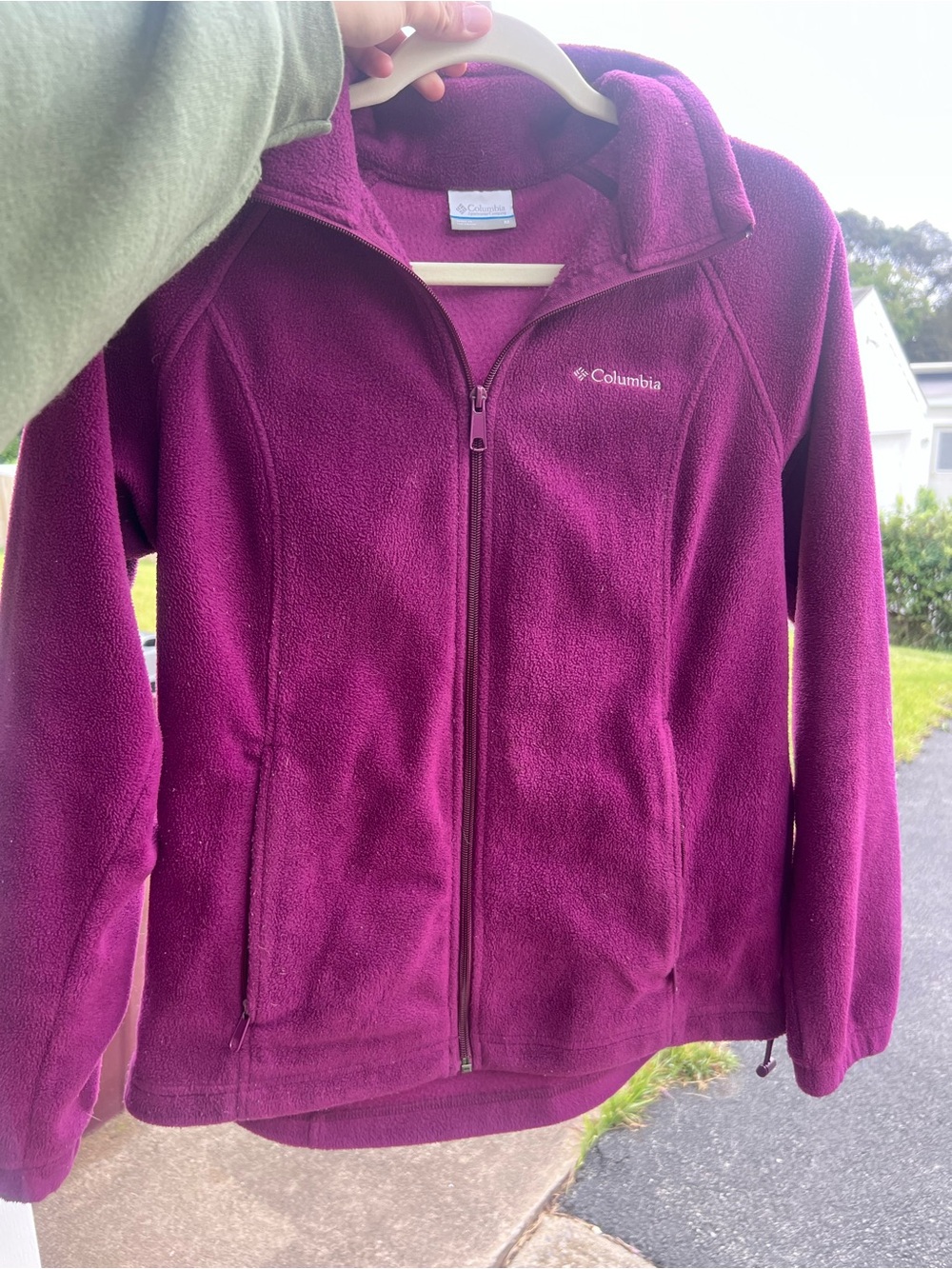 Columbia Womens Fleece Jacket Medium Purple Full Zip Sweater Benton Springs M